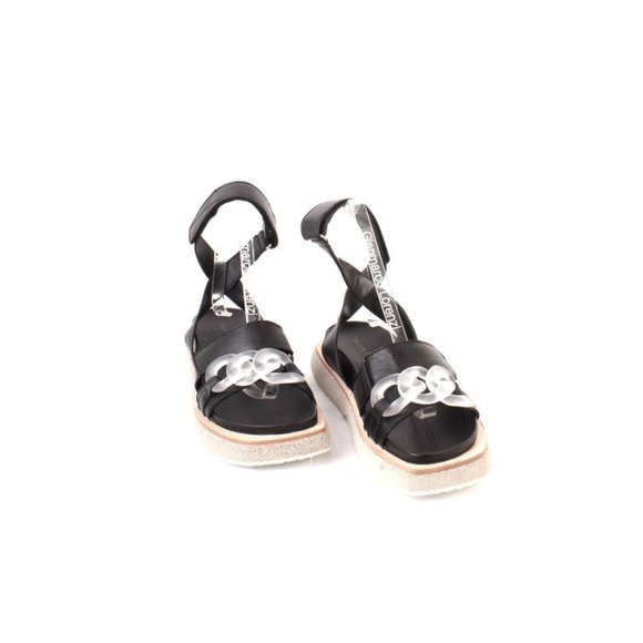 Laura Bellariva 7823 Black Leather Platform Strappy Sandals - Picture 2 of 8